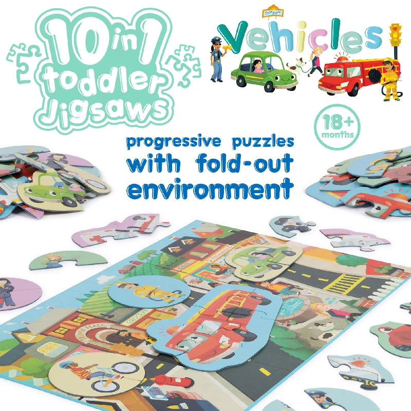 Boppi 10 in 1 Toddler Jigsaw - Vehicles