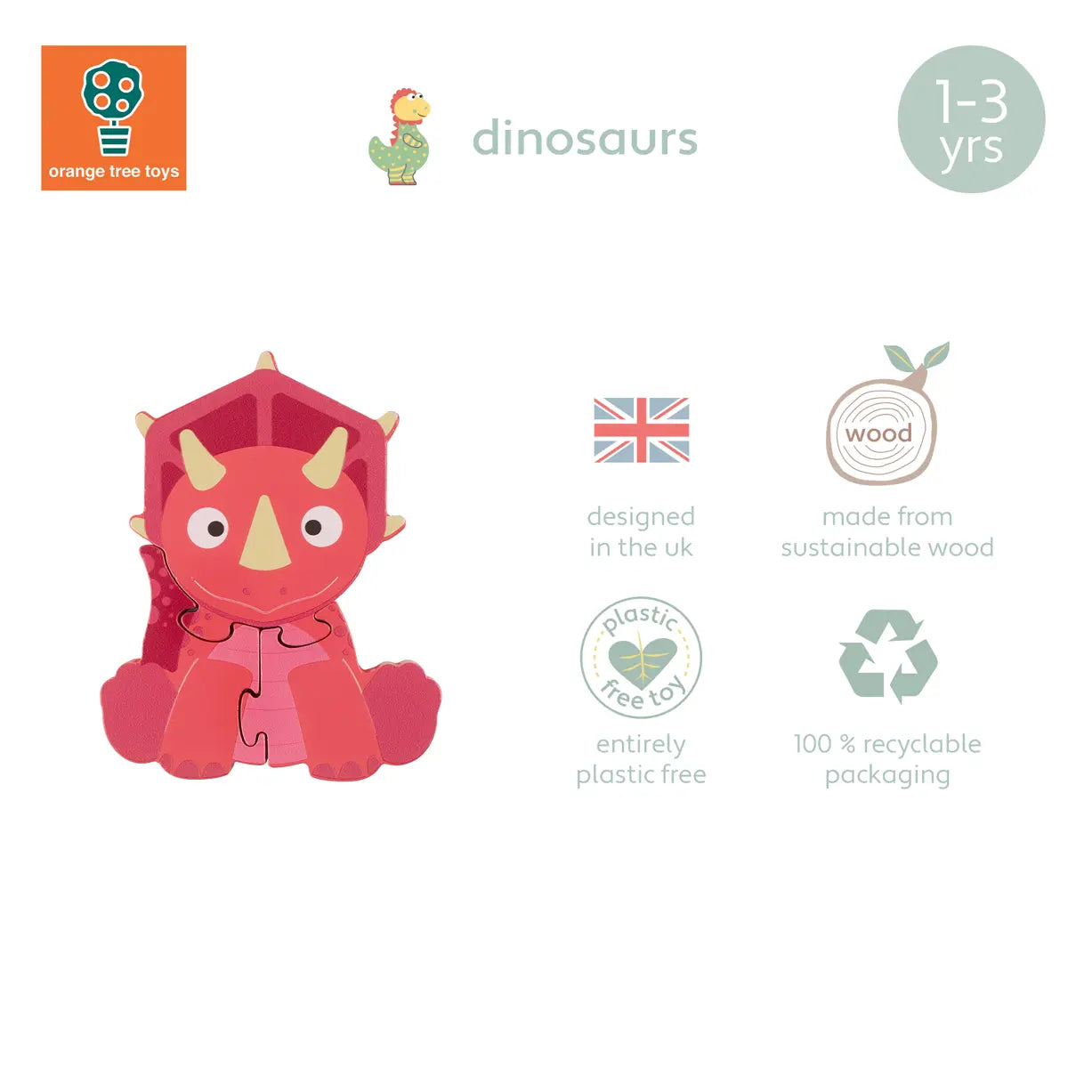 Orange Tree Toys Triceratops Mini Puzzle