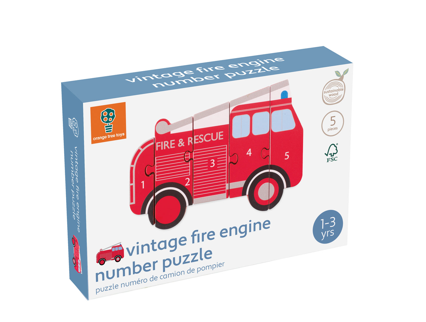 Orange Tree Toys Vintage Fire Engine Number Puzzle