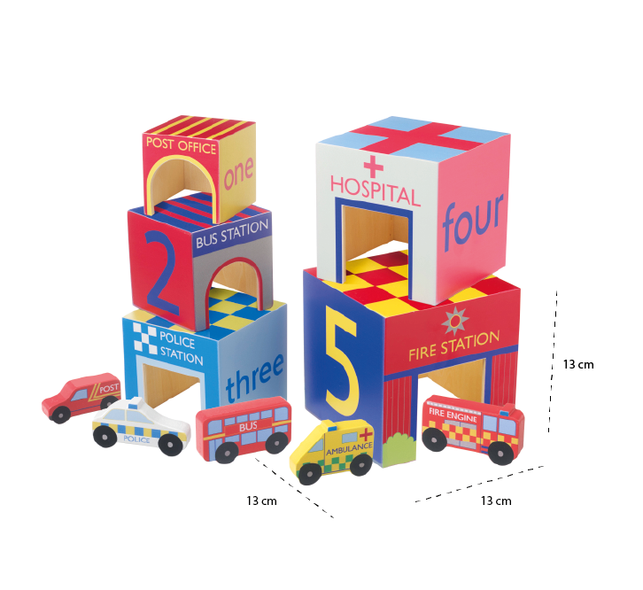 Orange Tree Toys Emergency Services Stacking Cubes