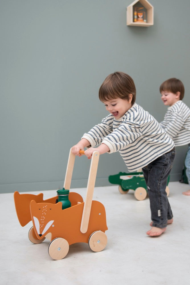 Trixie Wooden Push Along Cart - Mr Fox