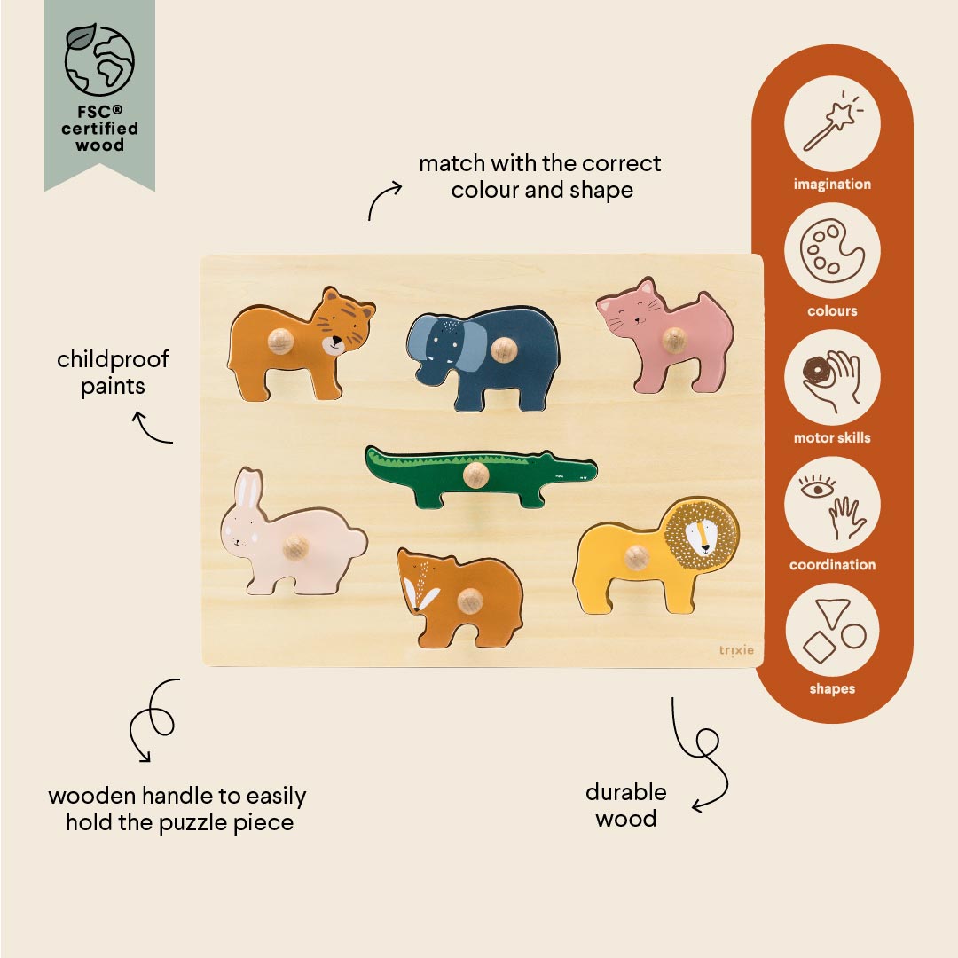 Trixie Wooden Animal Puzzle - 7 Piece