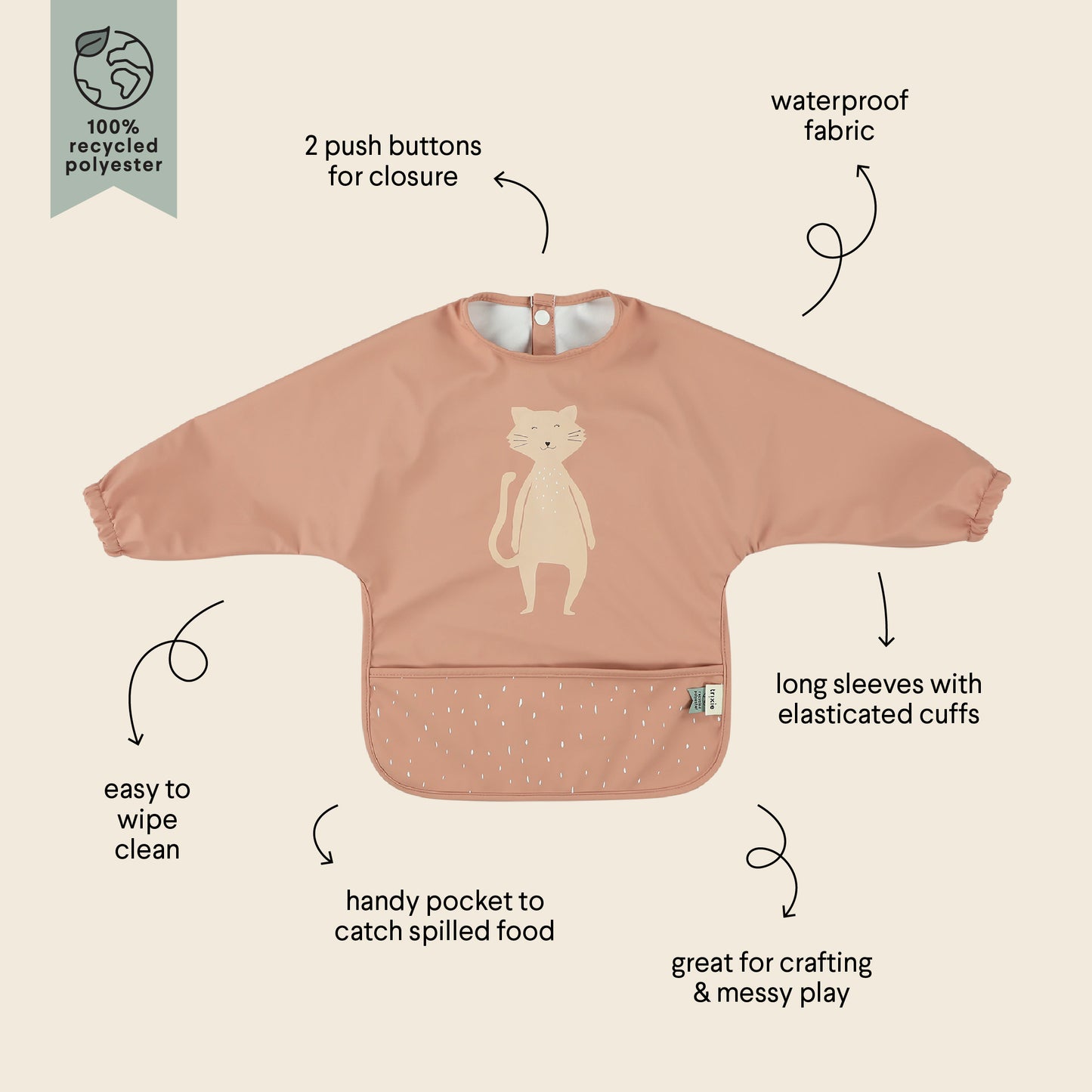 Trixie Long Sleeved Bib - Mrs Cat