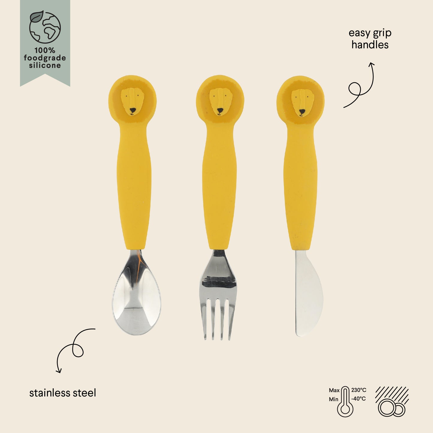 Trixie Silicone Cutlery Set - Mr Lion