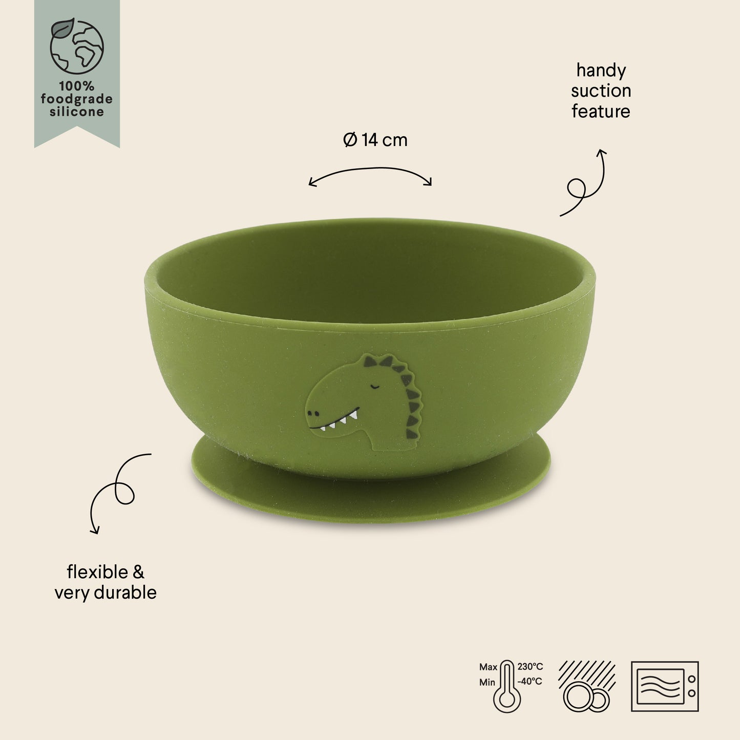 Trixie Silicone Bowl with Suction - Mr Dino