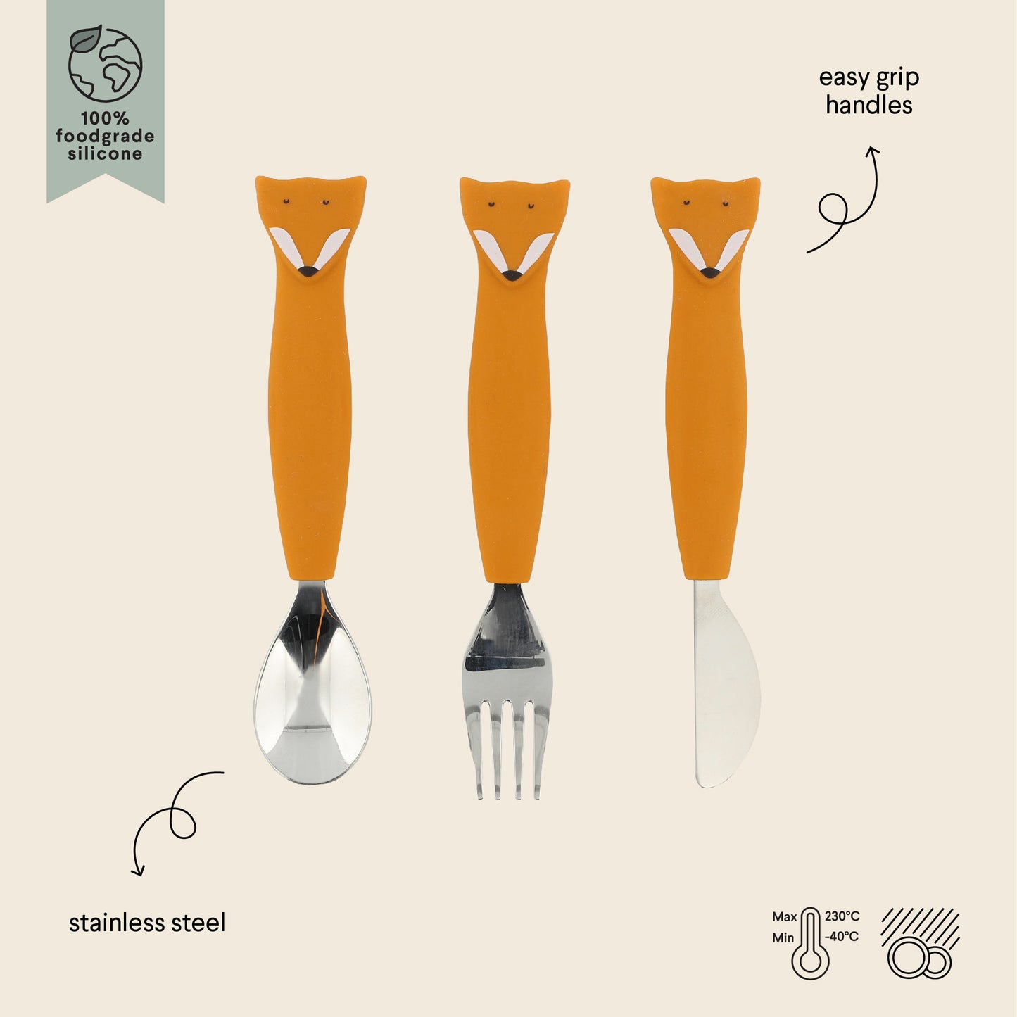 Trixie Silicone Cutlery Set - Mr Fox