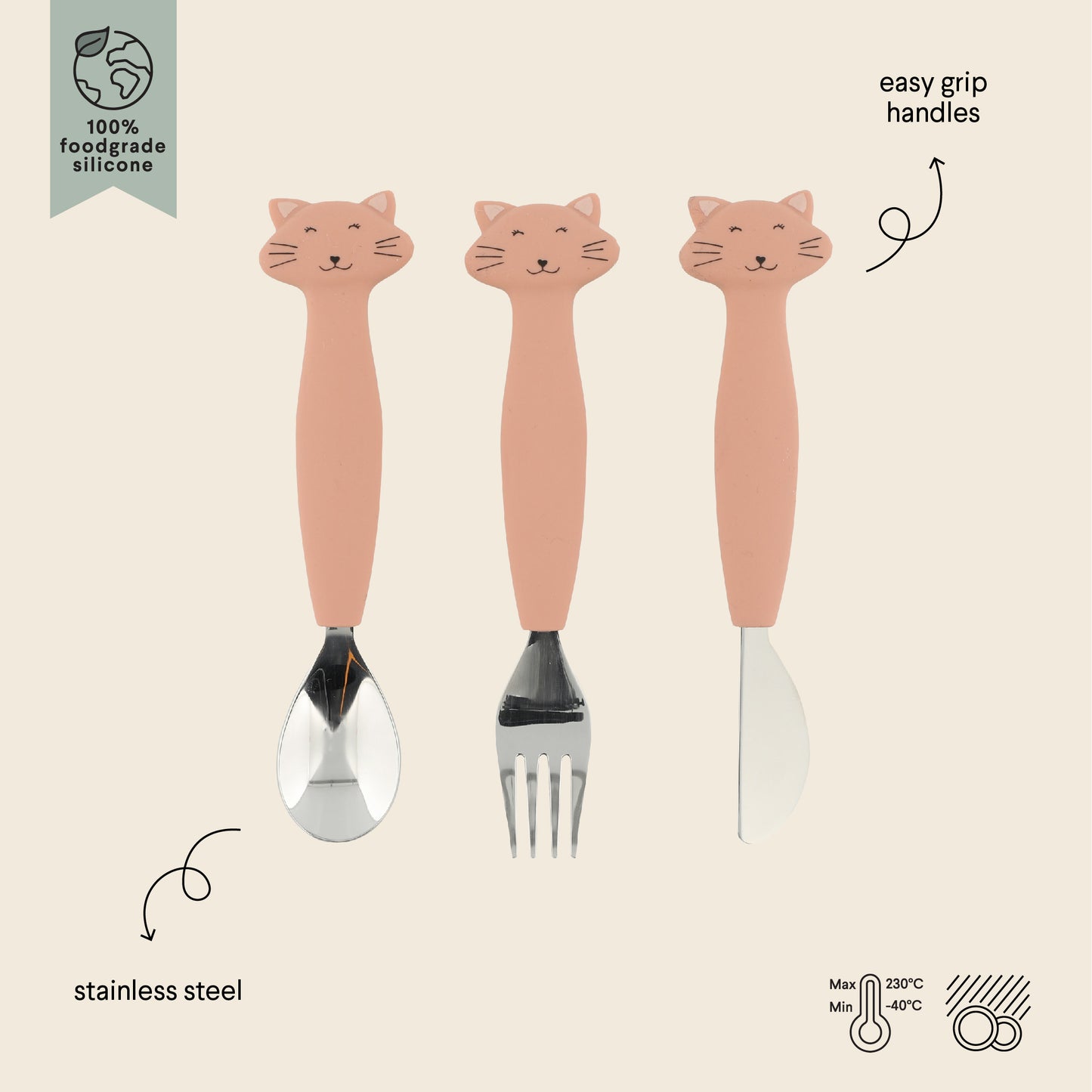 Trixie Silicone Cutlery Set - Mrs Cat