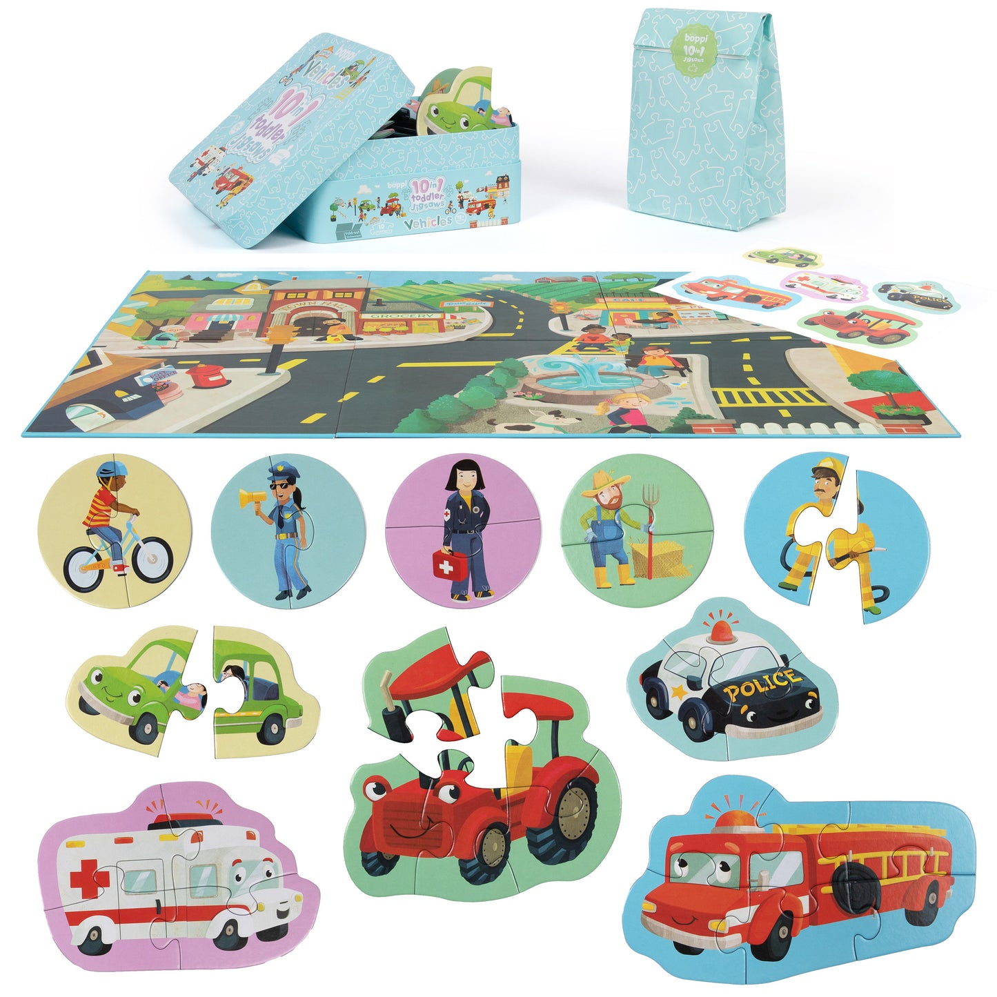 Boppi 10 in 1 Toddler Jigsaw - Vehicles