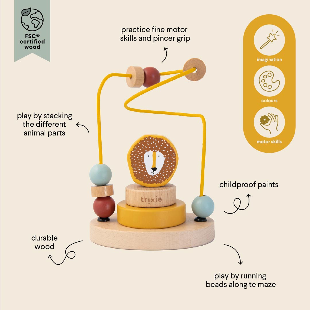 Trixie Wooden Bead Maze - Mr Lion