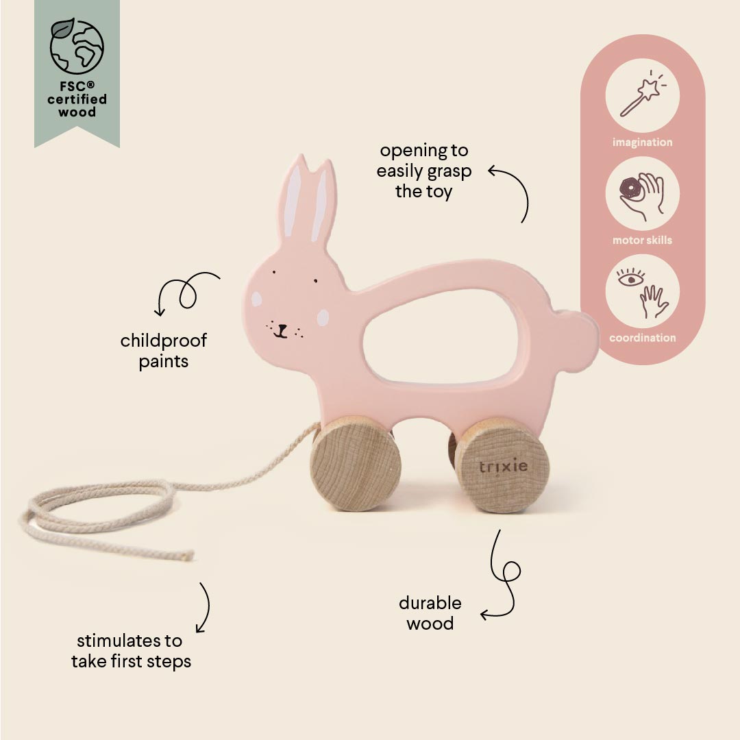 Trixie Wooden Pull Along - Mrs Rabbit