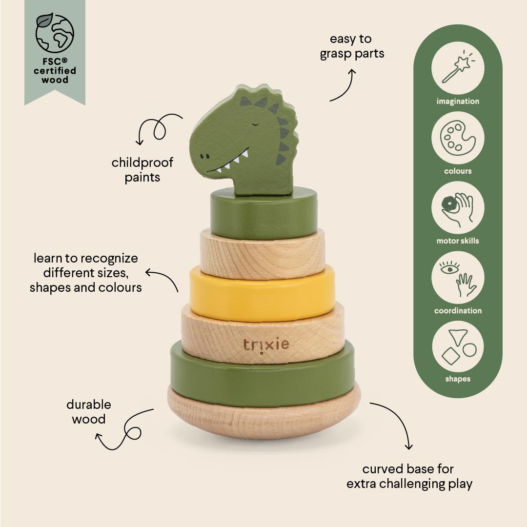 Trixie Wooden Stacking Toy - Mr Dino