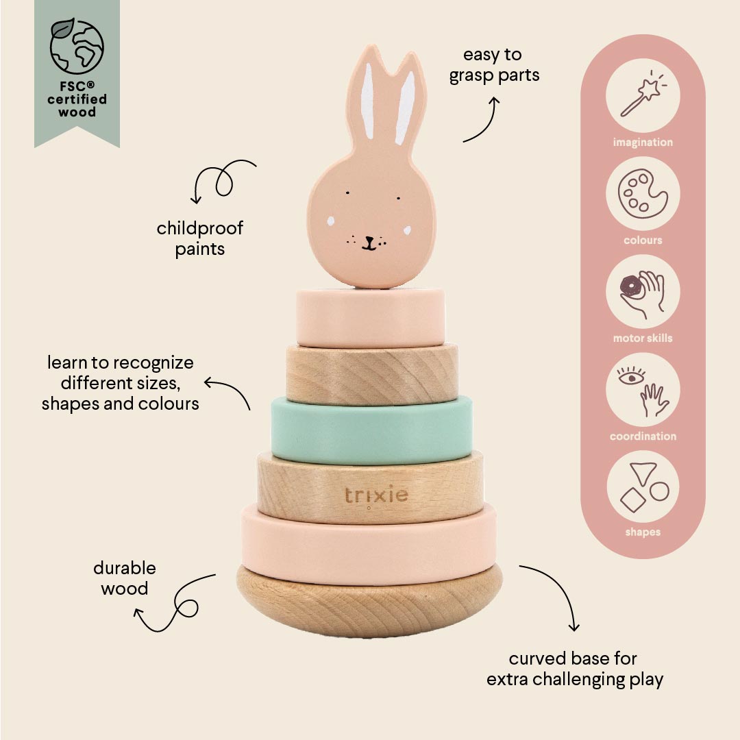 Trixie Wooden Stacking Toy - Mrs Rabbit