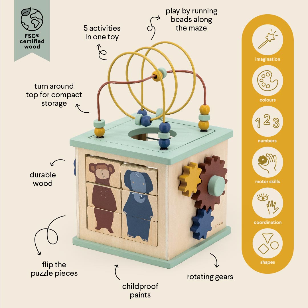 Trixie Wooden Activity Cube 5 in 1