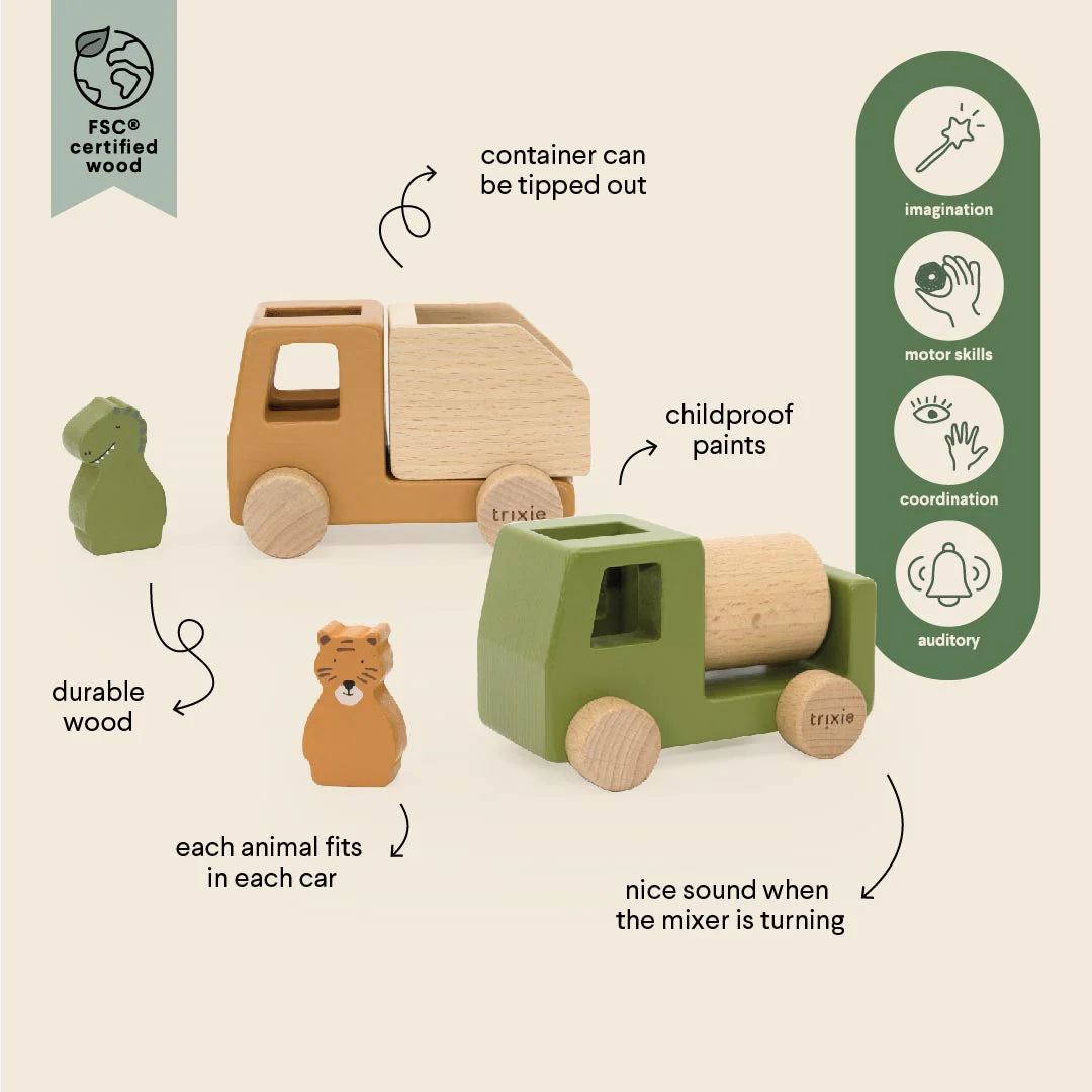 Trixie Wooden Animal Construction Vehicles