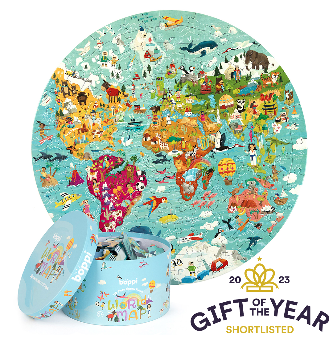 Boppi Round Jigsaw - 150 Pieces - World Map
