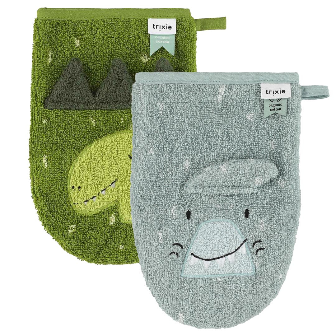 Trixie Washcloths - Mr Shark & Mr Dino (2 Pack)