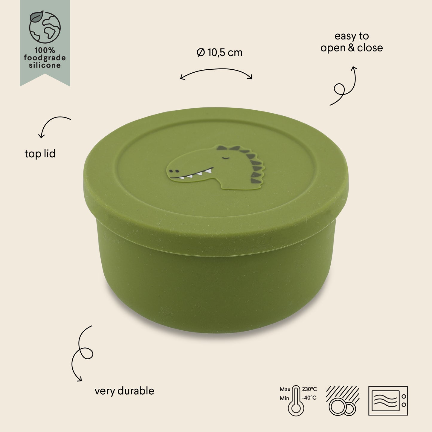 Trixie Silicone Snack Pot with Lid - Mr Dino