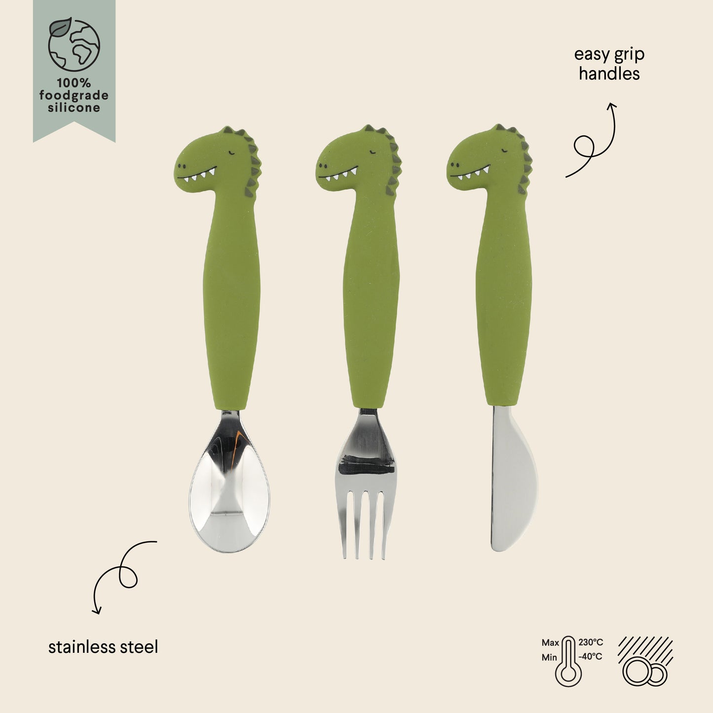 Trixie Silicone Cutlery Set - Mr Dino