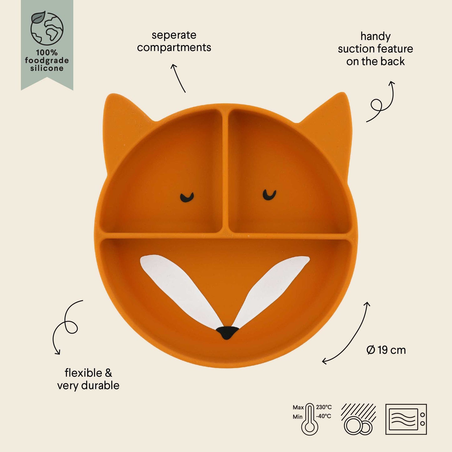 Trixie Silicone Divided Suction Plate - Mr Fox