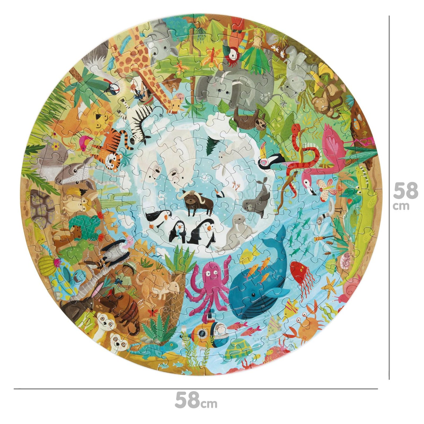 Boppi Round Jigsaw - 150 Pieces - Animals Around the World