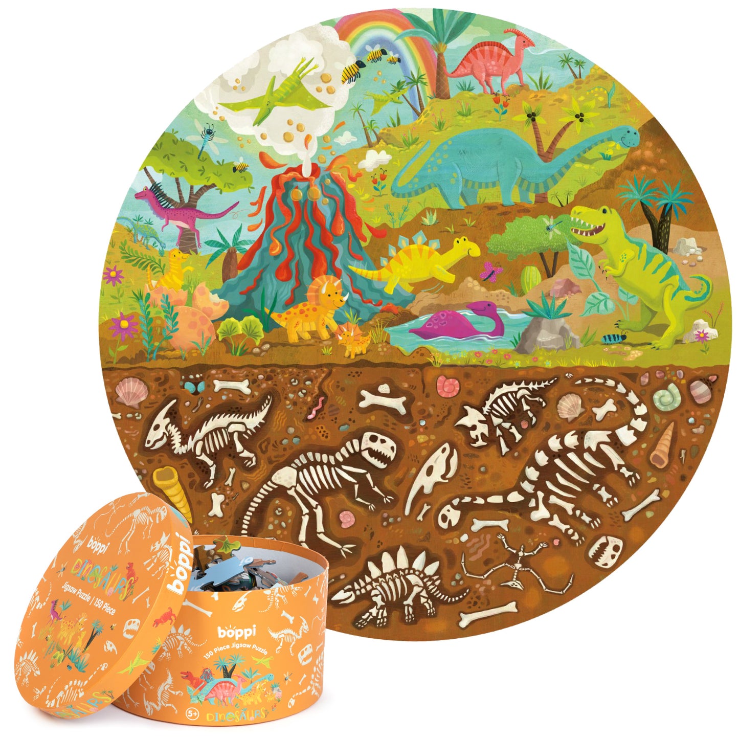 Boppi Round Jigsaw - 150 Pieces - Dinosaurs