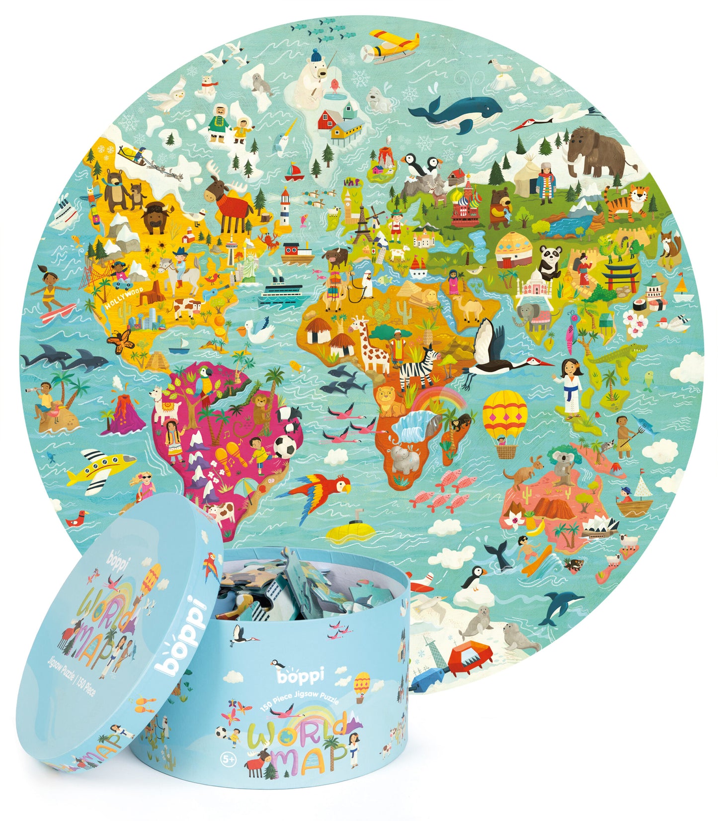 Boppi Round Jigsaw - 150 Pieces - World Map